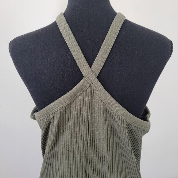 Old Navy 3X Ribbed Maxi Dress Green Halter Neck Alpine Tundra Shelf‎ Bra Casual - Picture 15 of 15